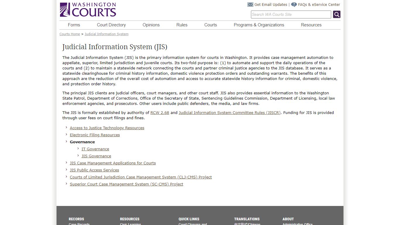 Washington State Courts - Judicial Information System